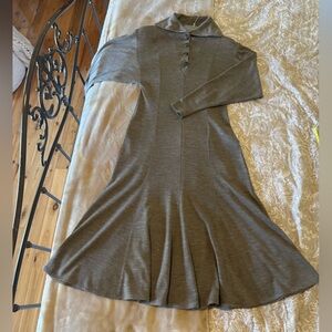 Elegant Vintage Warm Brown Midi Dress